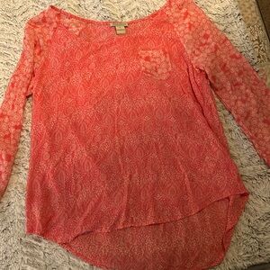 Lucky Brand pink pocket long sleeve top